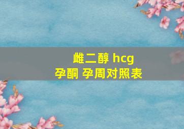 雌二醇 hcg 孕酮 孕周对照表